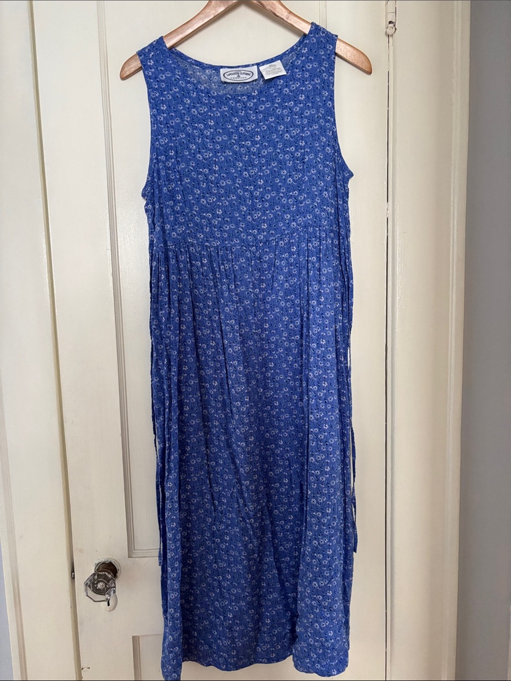 Vintage Lancaster clothing company Blue Sleeveless Floral Maxi Dress